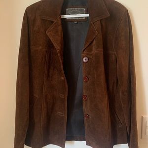 ✨Mens Country Field trucker leather jacket size XS